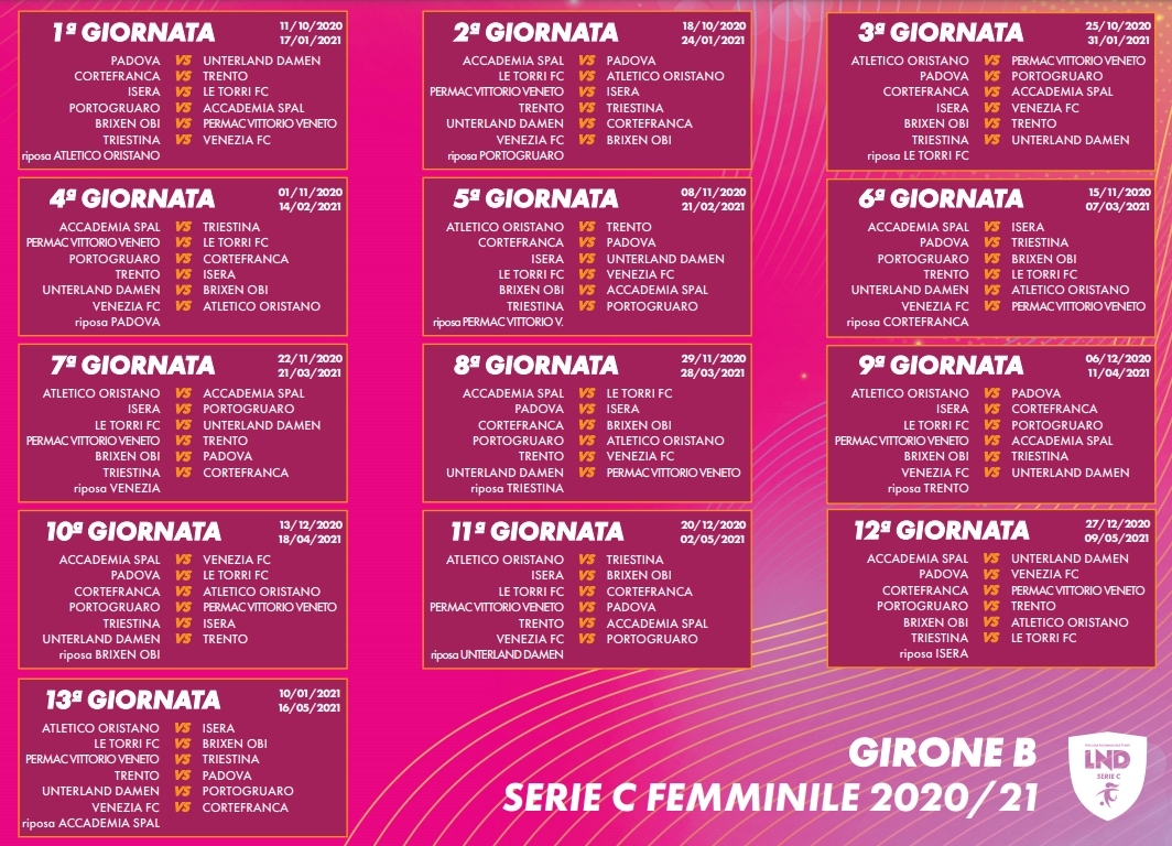 Serie C Femminile Diramato Il Calendario Del Campionato 2020 2021 calendario calcio padova 2020 2021